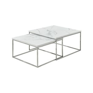 Karma  Square Coffee Table Set - Marble white