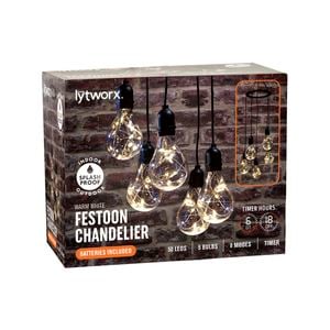 Lytworx 5 Bulb Warm White Festoon Chandelier LED Party Lights