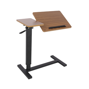 P&P Black & Walnut Height Adjustable Bedside Laptop Table With Tilt-Top & Side Surface – Overbed Table