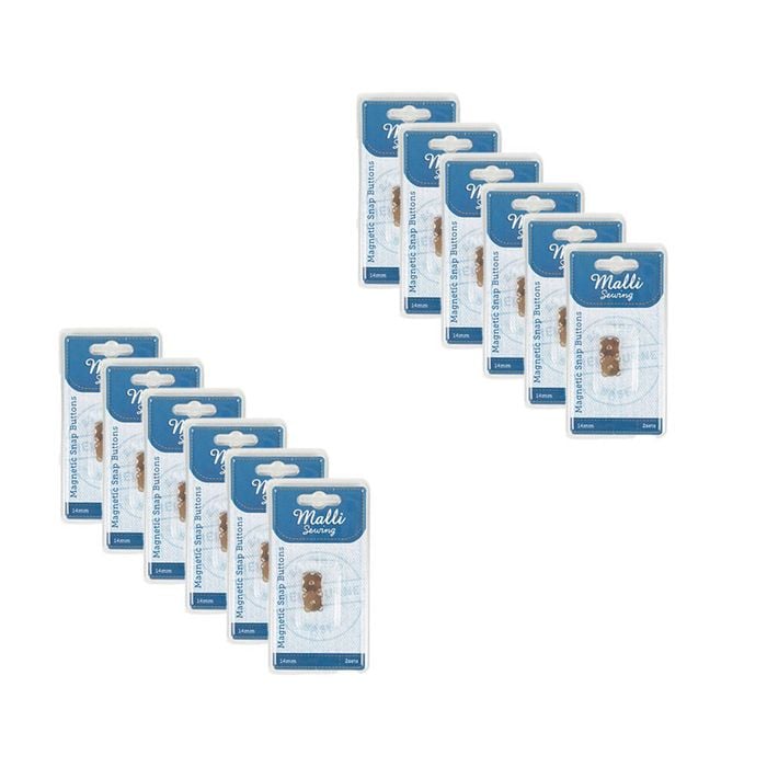 12pk Malli Sewing Sew On Magnetic Metal Snap Buttons Fasteners 14mm Assorted