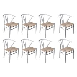 Levede 8pcs Replica Hans Wegner Dining Chairs - White