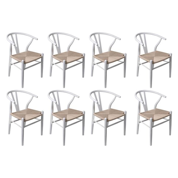Levede 8pcs Replica Hans Wegner Dining Chairs - White