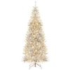Costway 1.8M Silver Christmas Tree Tinsel Leaves Slim Xmas Tree Folding Metal Stand