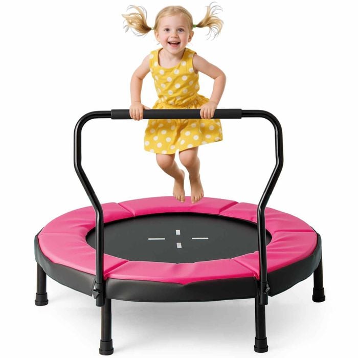 Costway Kids Trampoline Round Bouncer Activity Center Pink
