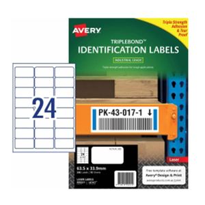 Avery Triplebond Laser Label 10pk (24/sheet)