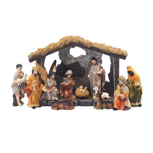 P&P Multicolour 12 Piece Resin Christmas Manger Nativity Tabletop Religious Decor