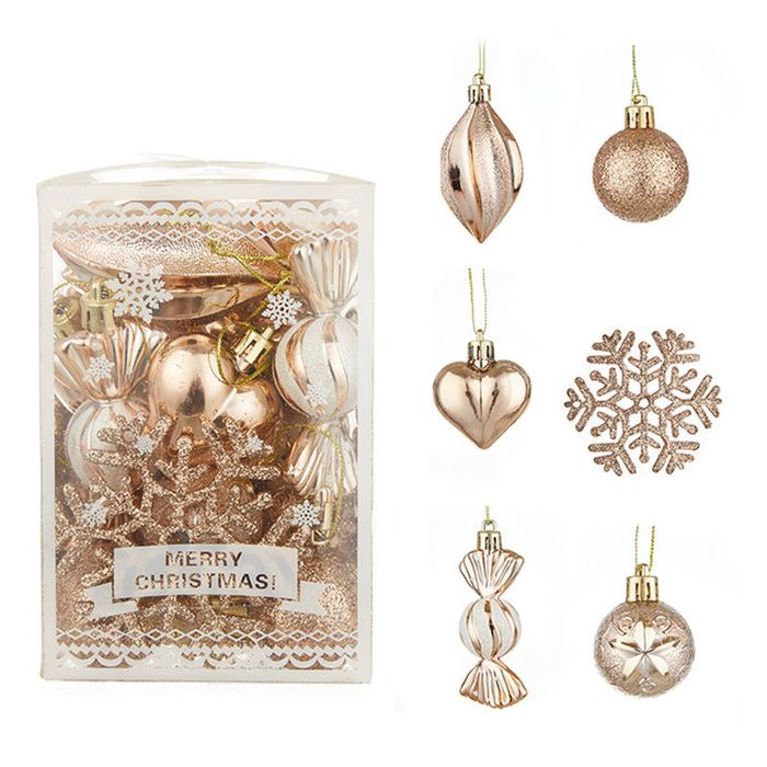 Catzon 26Pcs Christmas Tree Ball Ornaments Set-ChampagneGold