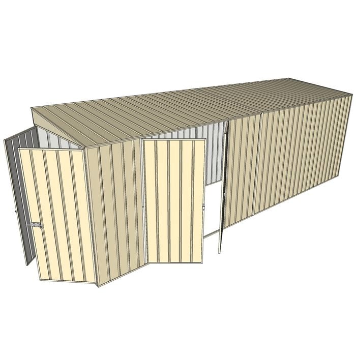Build-a-Shed 1.5 x 6 x 2m Skillion Double Hinged Side Doors Shed - Cream