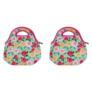 2PK Annabel Trends Neoprene Lunch Bag - Camellias Mint