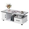 Artiss Coffee Table Marble Finish White