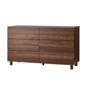 Oikiture 6 Drawer Chest Of Drawers Dresser Lowboy Modern Storage Cabinet Walnut