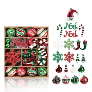 Catzon 70 Pcs Xmas Tree Ornaments Assorted Shapes-Red Green White
