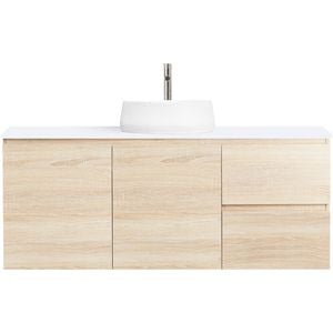 CIBO 1200mm Coast Veneer Nordic Wall Hung Bathroom Vanity With Pod White Matte Basin