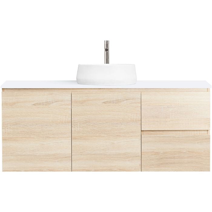 CIBO 1200mm Coast Veneer Nordic Wall Hung Bathroom Vanity With Pod White Matte Basin