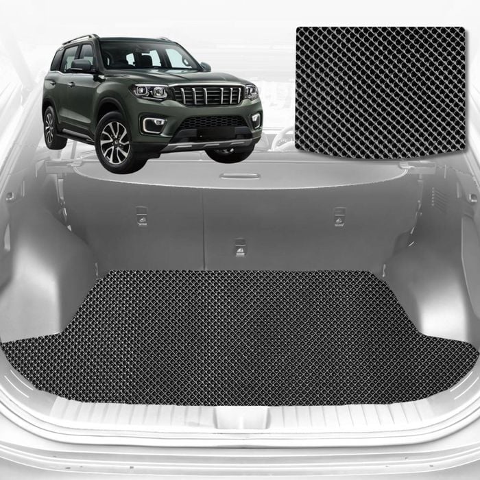 6D Diamond Car Boot Mat for Mahindra Scorpio (Z101)2022-Current-Cargo Mat-Black-Outback GT