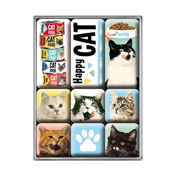 9pc Nostalgic Art Magnet Set Resin Wall Decor - Happy Cats