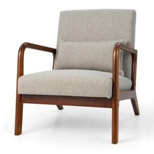Costway Accent Lounge Chair Upholstered Single Sofa-Grey