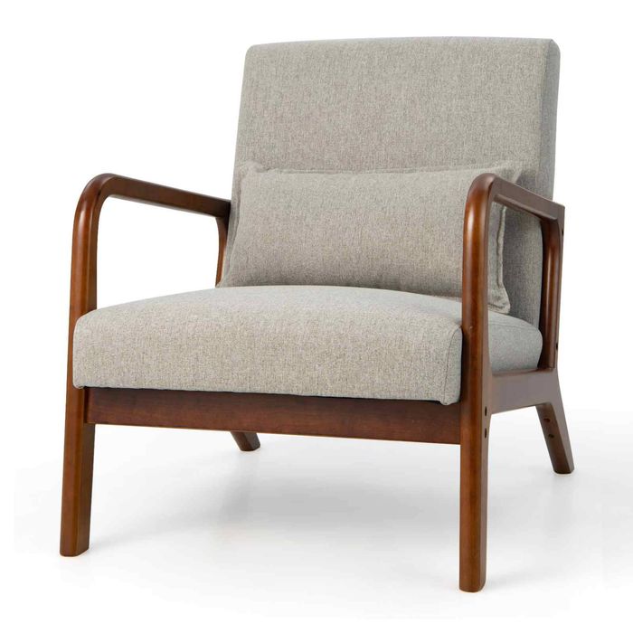 Costway Accent Lounge Chair Upholstered Single Sofa-Grey