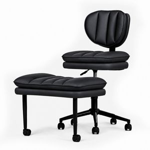 Advwin Cross-Legged Office Chair Meditation Kneeling Chair PU Leather Desk Chair Yoga Chair Black