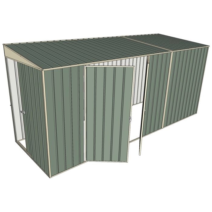 Build-a-Shed 1.5 x 4.5 x 2m Double Hinged Side Door Skillion Shed - Green