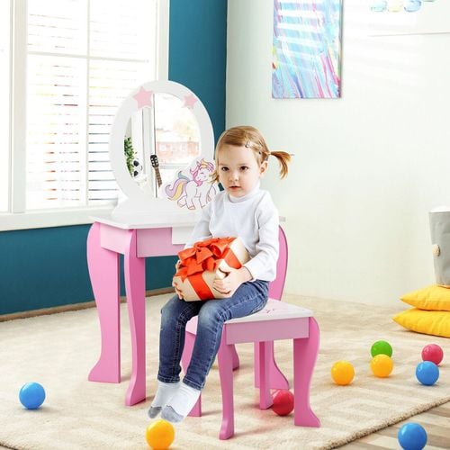 Costway 2in1 Kids Dressing Table Chair Set - Bunnings Australia