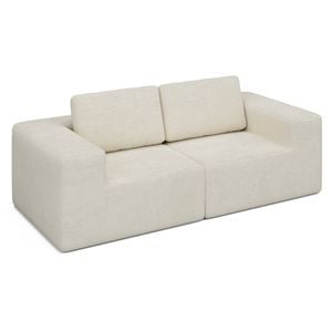 Ufurniture Loveseat Cloud Sofa Boneless Sectional Floor Couch with Deep Seat Fluffy Comfy Modular Sofa Beige