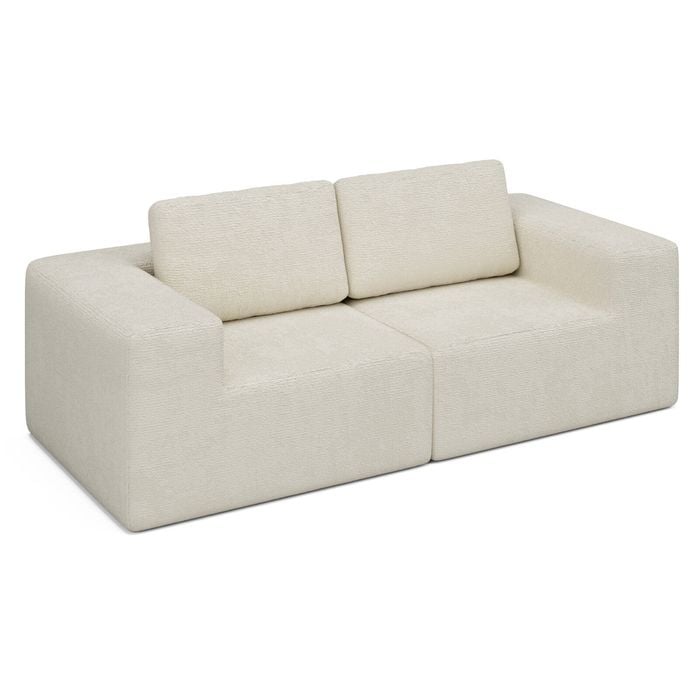 Ufurniture Loveseat Cloud Sofa Boneless Sectional Floor Couch with Deep Seat Fluffy Comfy Modular Sofa Beige