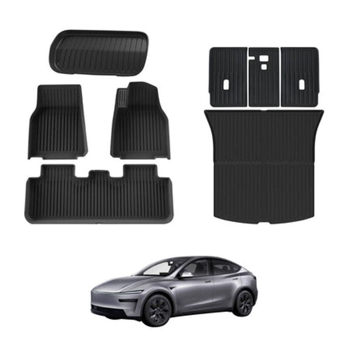 AUSGO 3D Injection Floor Mats Boot Liner Back Seat Protector Set for Tesla Model Y Juniper 5-Seat 2025-Onwards Car Floor Liners