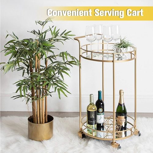 Round Gold Mirrored buying Bar Cart