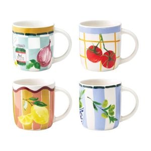 4pc Porto Valentina Italian Inspired Illustration Mug Set Multicoloured