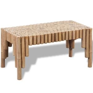 vidaXL Coffee Table Bamboo Living Room Tea Table Rectangular Sofa Side Desk