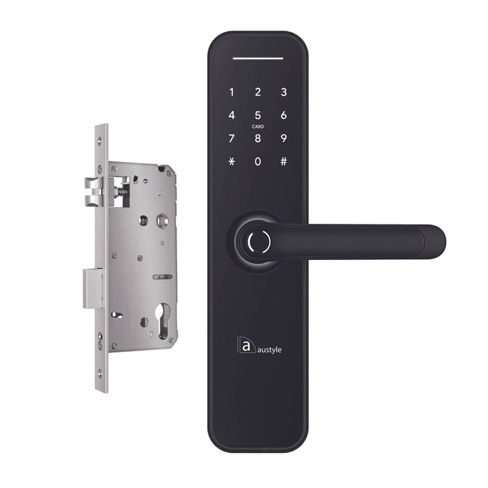 Austyle 60 x 85mm Matt Black Digital Lever Entrance Set