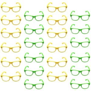 Green and Yellow Party Glasses with Clear Lenses – Fun 80s Australia Day or Costume Glasses (Set of 24)