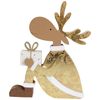 LVD Wooden Gifting Reindeer Christmas Holiday Decoration Large Gold/Brown