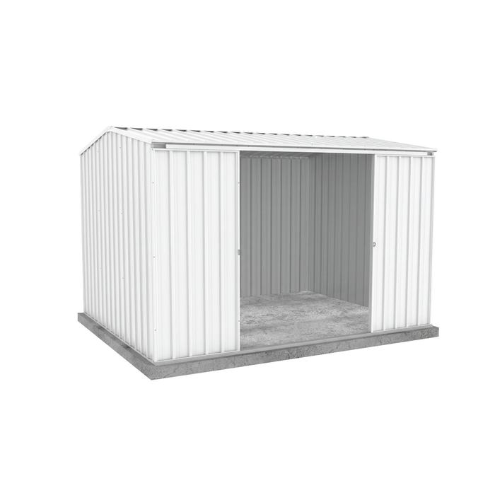Absco Sheds 3.0 x 2.26 x 2.0m Surfmist Ezislider Double Sliding Door Garden Shed