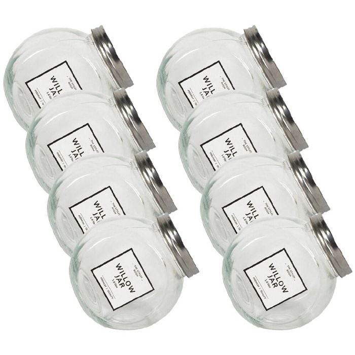 8PK Glass & Co Willow Premium Tilt Silver Screw Lid Storage Jar 1.6L Clear