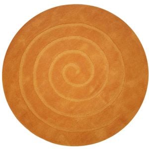 Handmade Round Wool Rug - Swirl - Orange - 160x160cm
