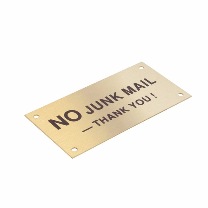 Sandleford 95 x 47mm Brass No Junk Mail Sign