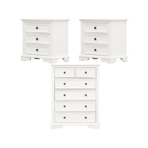 Celosia 2pc Bedside Tallboy 3pc Bedroom Set Nightstand Storage Cabinet - White