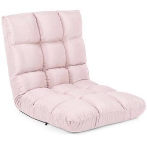 Costway Floor Chair Lazy Sofa Velvet Chaise Lounge Recliner Pink