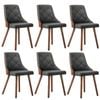 Oikiture Dining Chairs Wooden Chair Kitchen Cafe Faux Linen fabric Padded Seatx6