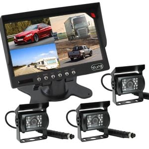 Elinz 7" Quad Monitor Splitscreen with 3 Cameras Package - 3 Camera Package