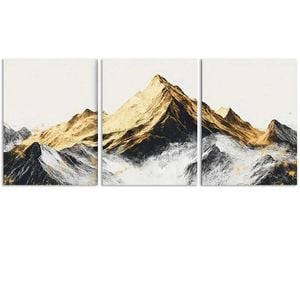 3pcs Golden and Silver Mountains Print 100% Australian Made 3 x 40x60cm (Metal Print)