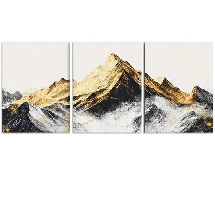 3pcs Golden and Silver Mountains Print 100% Australian Made 3 x 40x60cm (Metal Print)