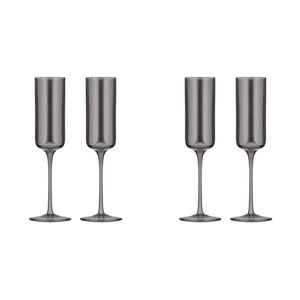 2x 2pc Tempa Verity Champagne Crystal Glass Set - Smoke
