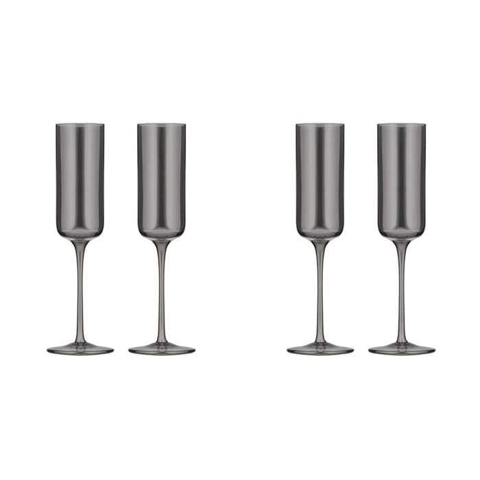 2x 2pc Tempa Verity Champagne Crystal Glass Set - Smoke