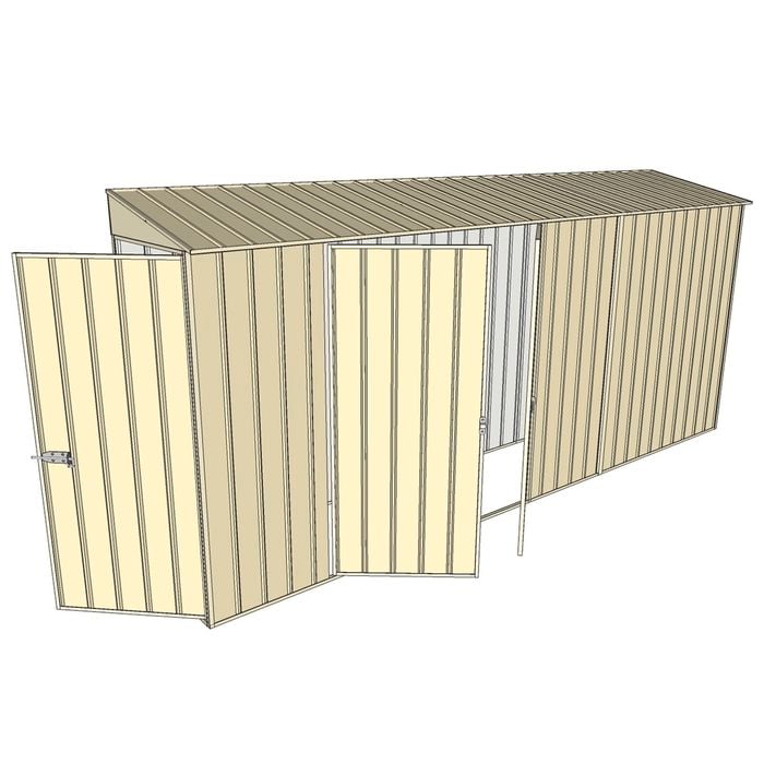 Build-a-Shed 0.8 x 4.5 x 2m Hinged Door Tunnel Shed With Double Hinged Doors - Cream