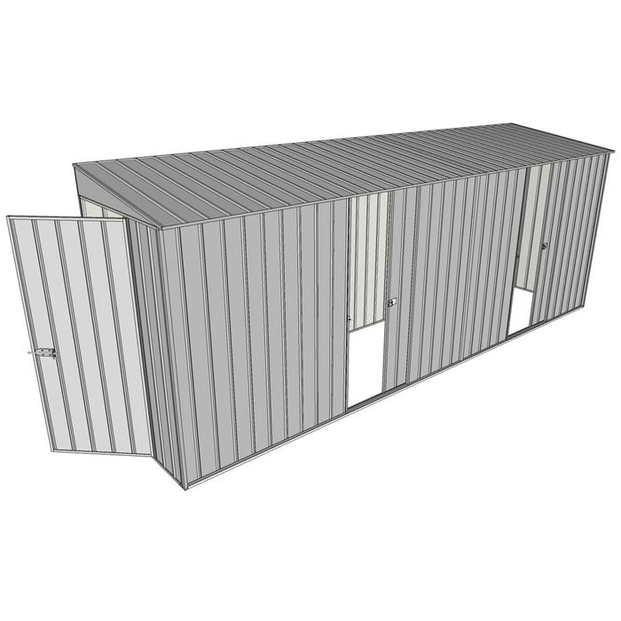 Build-A-Shed 1.2 x 5.2 x 2.0m Tunnel Shed Tunnel Hinged Door with 2 Sliding Side Doors - Zinc