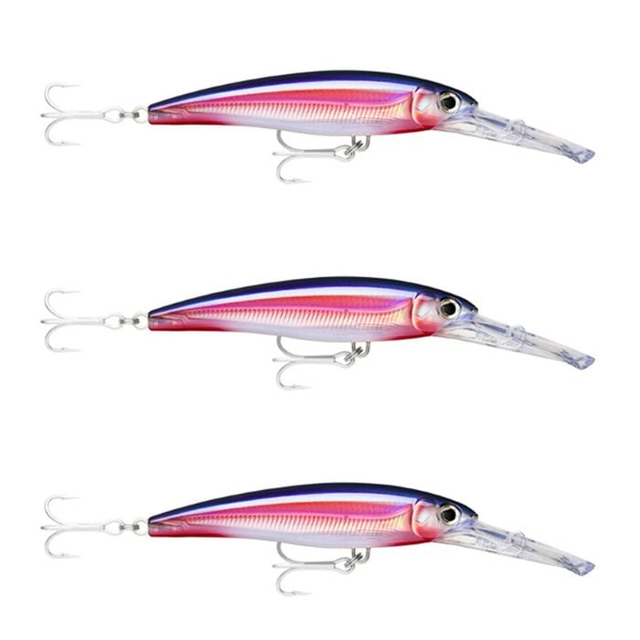 3x Rapala 14cm X Rap Magnum 20 Deep Diving Trolling Lures - HD Real Red Bait