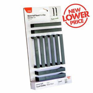Taskmaster 96mm Matte Black 1/2 Round Handle - 10 Pack - 96mm